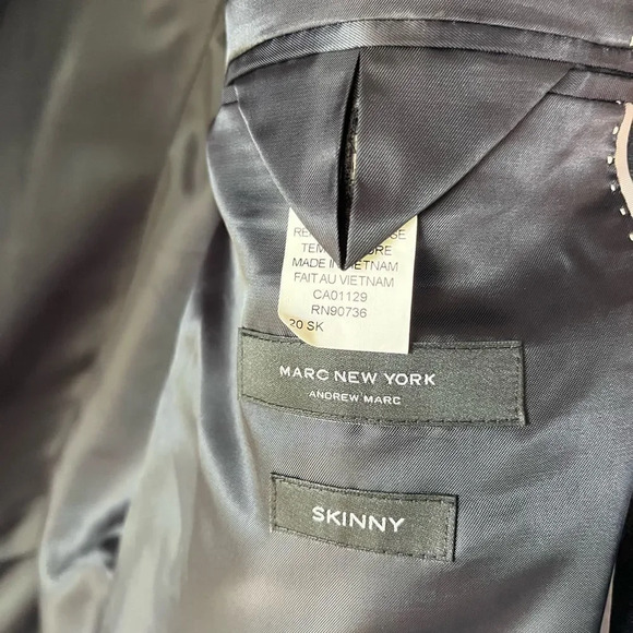 Marc New York Andrew Marc mens blazer NEW size 20 skinny black blue - Picture 7 of 8